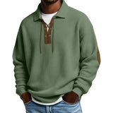 Mens Fashion Solid-Color Long-Sleeve Loose-Fit Sweatshirt