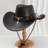 PU Leather Metal 3D Ox-Head Retro Curved Belt Denim Hat