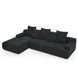 110.25x67'' Modern Upholstered L-Shape Sectional Sofa Couch, Modular Compressed Sofa with Free Combination for Living Room Bedroom, Melange Velvet, Black