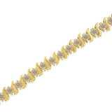 10K Yellow Gold Plated .925 Sterling Silver 7.0 cttw 2-Prong Set Round Brilliant Cut Diamond "S" Link Bracelet (J-K color, I1-I2 clarity) - 7"