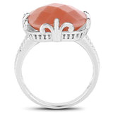 12.75 Carat Genuine Peach Moonstone .925 Sterling Silver Ring