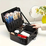 Large Capacity Travel Makeup Bag With Adjustable Dividers - High Quality Oxford Cloth Makeup Storage Box, Portable Makeup Storage Box For Women And Girls, Red/ Black - Perfect Gift For Beauty Lovers,