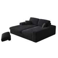 114.5'Modern Corduroy Modular foam Sofa, Recliner Seat reversible Sofa, 2-in-1 Sofa with Recliner and L-Shaped Sofa Combination with Three Cushion Neck Pillow Combination and Two Throw Pillows