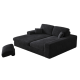 114.5'Modern Corduroy Modular foam Sofa, Recliner Seat reversible Sofa, 2-in-1 Sofa with Recliner and L-Shaped Sofa Combination with Three Cushion Neck Pillow Combination and Two Throw Pillows