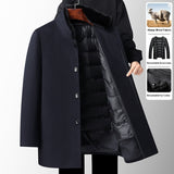 Men's Wool Overcoat Autumn And Winter New Mid-length Thickening Detachable Down Feather Liner