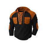 Mens Waffle-Weave Hooded Long-Sleeve Sweatshirt