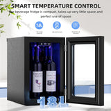 0.6Cu. Ft. Freestanding Wine Cellar Mini Fridge, 4-Bottle Red Wine with 6-Can Beverage Refrigerator, Quiet Compressor, LED Light and Display