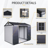 [06X08FT] Alora Heavy-Duty Outdoor Resin Storage Shed With Lockable Doors And Built-In Floor (SAK26342)