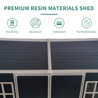 [06x08FT] Outdoor Resin Patio Garden Shed With Floor, 2 Windows, And Lockable Doors (SAK54953)