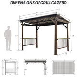 [06X12FT] Hardtop Grill Gazebo With Steel Roof, Shelves, And Hooks (SAK81324)