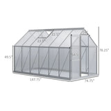 [06X12FT] Heavy-Duty Aluminum Walk-In Greenhouse With Rooftop Vent And Sliding Door (SAK69048)