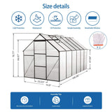 [06X12FT] Heavy-Duty Black Polycarbonate Greenhouse With Raised Base And Anchor (SAK92451)