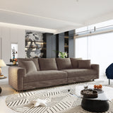 102.4 'Plush Corduroy 4-Seat Sofa,Modern Comfy Upholstered Sofa Cloud Couch,Deep Seat Couches with Soft Pillows and Movable Ottoman,Convertible Sofa Lounge Chair,for Living Room,Apartment,Office,Camel