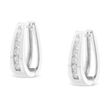 14k White Gold 1/4 Cttw Channel-Set Brilliant Round-Cut Diamond Hoop Earrings (I-J Color, I2-I3 Clarity)