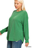 Zenana Full Size Raised Rib Round Neck Long Sleeve Top Plus Size