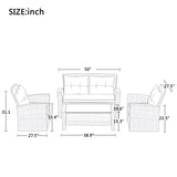 Set Of 4 Piece All Weather Wicker Patio Furniture