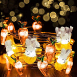 Rabbit Carrot Chick And Easter Egg Battery-Powered Copper Wire Lights For Easter Decorations
