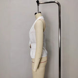 French-style Satin V-neck Slim-fit Sleeveless Blouse With Tie Detailing