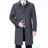 Mens Casual Long Wool Coat