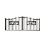 [07X20FT] Heavy-Duty Deer Motif Style Bi-Parting Galvanized Steel Driveway Entrance Gate (SAK68731)
