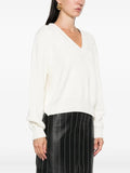 Victoria Beckham Women Relaxed Fit V-Neck Cotton Blend Sweater