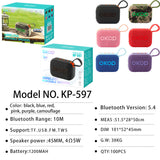 KP-597 Hot-selling Multifunctional Portable Outdoor Compact Stereo Subwoofer New Mini Bluetooth Speaker In Stock