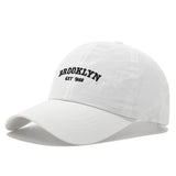 Men's And Women's Slim-fit Mesh Embroidered Letter Brooklyn Fashion Streetwear Baseball Cap Suitable For Daily Commuting, Outdoor Camping, And Weekend Outings.