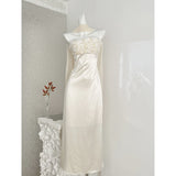 Champagne Sequin Maxi Dress For Women - Low-Cut Bodycon Evening Gown With Shawl, Glitzy Party Formal Long Dress