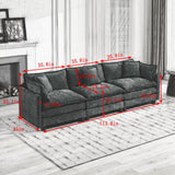 Cloud 3 Seats Sofa (Ottoman is not included) Chenille Fabric in Green