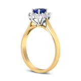 14K Yellow Gold 1/5 Cttw Round Diamond and 6x4mm Oval Blue Tanzanite Halo Ring (H-I Color, I1-I2 Clarity) - Size 7.75