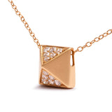 14K Yellow Gold 1/4 Cttw Diamond Matte Finished Pyramid Pendant Necklace (G-H Color, SI1-SI2 Clarity) - 18 Inches