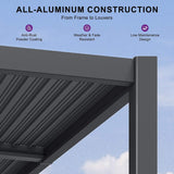 [08X10FT] Alora Modern Wall-Mounted Louvered Pergola With Aluminum Frame (SAK60977)