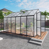 [08X12FT] All-Season Outdoor Backyard Polycarbonate Greenhouse With Raised Base And Aluminum Frame (SAK78614)