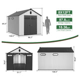 [08X12FT] Alora Large Polypropylene Storage Shed With Reinforced Floor And Lockable Swing Doors (SAK07451)