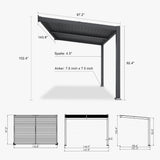 [08X12FT] Alora Modern Wall-Mounted Louvered Pergola With Aluminum Frame (SAK25902)