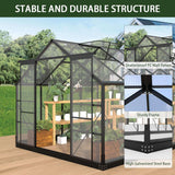 [08X16FT] Premium Outdoor Walk-In Polycarbonate Greenhouse With Roof Vents & Sliding Doors, 4MM (SAK72649)