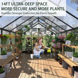 [08X16FT] Premium Outdoor Walk-In Polycarbonate Greenhouse With Roof Vents & Sliding Doors, 4MM (SAK72649)
