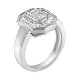 14K White Gold 1.00 Cttw Baguette and Princess-Cut Diamond Cocktail Art Deco Style Ring (H-I Color, SI1-SI2 Clarity) - Size 7