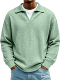 Waffle-Paneled Polo Shirt Mens Lapel Knitwear