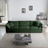 Sofa Set of 2 Chenille Couch, 2+3 Seater Sofa Set Deep Seat Sofa, Modern Sofa Set for Living Room, Green Chenille