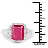 4.55 Carat Glass Filled Ruby and White Topaz .925 Sterling Silver Ring