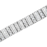 14K White Gold 4 7/8 cttw Baguette & Round Brilliant-Cut Diamond Channel- & Prong-Set Tennis Bracelet (I-J Color, I1-I2 Clarity) - Size 7.25"