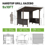 [09X10FT] Alora Premium Outdoor Hardtop Grill Gazebo With Shelves (SAK90431)