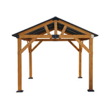 [09X11] Alora Heavy Duty All-Weather Hard Top Wooden Carport Gazebo With Galvanized Steel Roof (SAK39187)