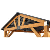 [09X11] Alora Heavy Duty All-Weather Hard Top Wooden Carport Gazebo With Galvanized Steel Roof (SAK39187)