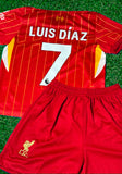 Luis Diaz 7 Liverpool Kids Jersey Set Soccer Football Toddler Youth Uniform Kit