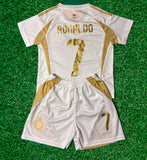 Ronaldo Al Nassr Kids Home Soccer Jersey Kit Youth Toddler Sizes
