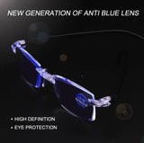 4 PK Mens Rectangular Rimless Blue Light Blocking Reading Glasses Unisex Readers
