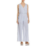Cupio Womens Stripe Wide-Leg Jumpsuit Blue, Large