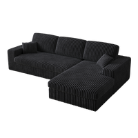 114.5'Modern Corduroy Modular foam Sofa, Recliner Seat reversible Sofa, 2-in-1 Sofa with Recliner and L-Shaped Sofa Combination with Three Cushion Neck Pillow Combination and Two Throw Pillows